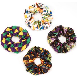 Mardi Gras Hair Ties for Women Girls Purple Fleur De Lis Mask Hair Scrunchies Elastics Hair Bands Scrunchy Ropes Carnival Celebrations Party Hair Accessories 4PCS