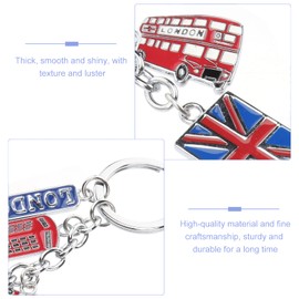 LUOEM London Keychains UK Souvenir Key Rings Metal Keychain Union Jack Flag Keyring Car Keyring Bag Phone Charms