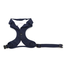 Croci Ceremony Groom Dog Harness for Wedding Tuxedo Male Dog Adjustable Blue M/42-55cm
