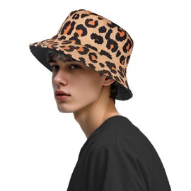 Bucket Hat for Men Women Sun Hat Beach Travel Fishing Hat Double Side Wear Leopard
