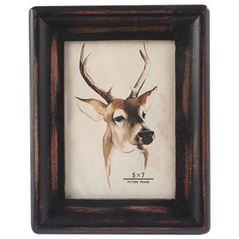 icheesday Rustic Picture Frame 5x7,Table Top or Wall Hanging Photo Frames with Glass Front 7 by 5（Black）