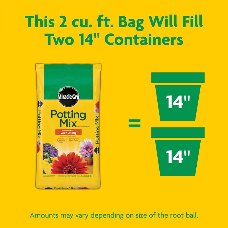 Miracle-Gro 2 Pack Potting Soil Mix for Container Plants, Flowers,