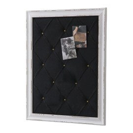 SOFE Rustic Black Bulletin Board with Frame 27 × 21 Inches, Linen Pin Boards for Walls, Fabric Jewelry Organizer Memo Board, Picture Display Vision Board for Home Kitchen Office