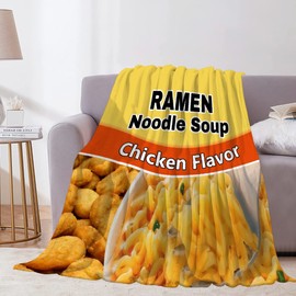Roslint Ramen Throw Blanket Food Flannel Blanket | Ramen Chicken Flavor Lover Gift | Funny Blanket Home Decor for Couch Bed Sofa for All Seasons | Queen Size 60"x80" for Adults