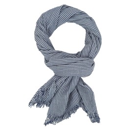 Ella Jonte Lightweight Men's Scarf Beige White or Blue Stripes Scarf Maritime Cotton, blue, One Size