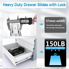 SHUHANG 1 Pair 150 lb Load Capacity Heavy Duty Locking Drawer Slides 12 14 16 18 20 22 24 26 28 30 32 34 36 38 40 Inch Full Extension Ball Bearing Rail with Lock Side Mount Cabinet RV Tool Box Runner