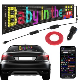 FAHKNS Programmable LED Sign Matrix Panel, Flexible Huge Bright Advertising Scrolling LED Sign, Bluetooth App Control LED Sign for Car Shop Store Advertising Party Bar, 15 "x4