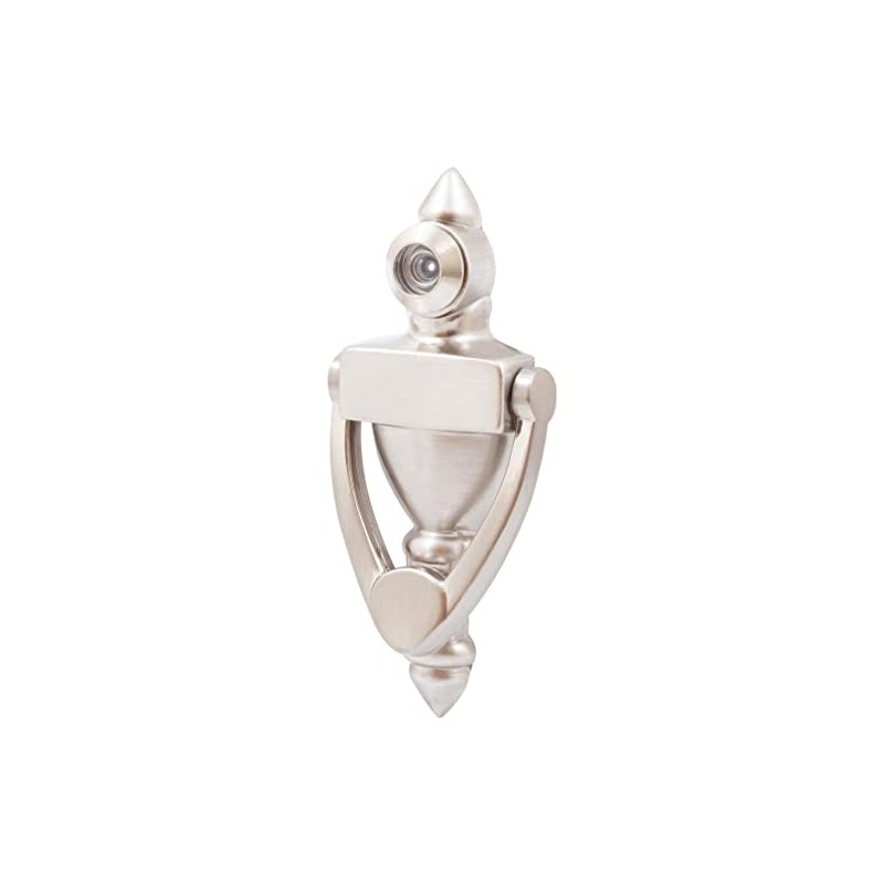 Door Knocker with 160° Viewer, 4 Inches, Satin Nickel by