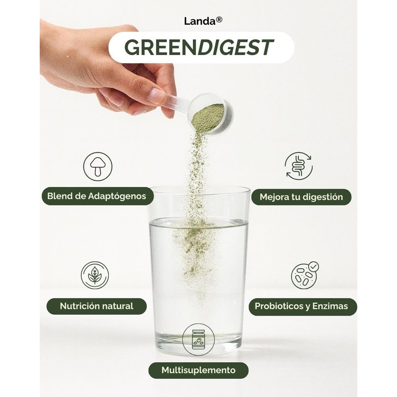 LANDA GreenDigest Mix Verde en Polvo con Probióticos 10 Billion