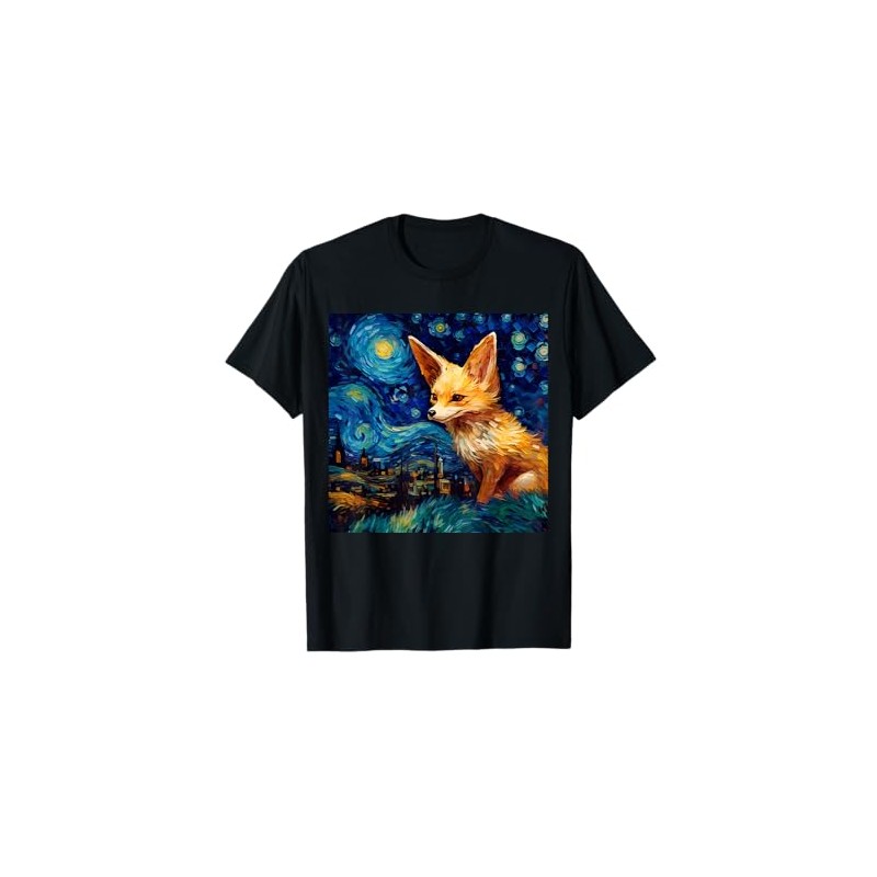 Surreal Starry Night Fennec Fox T-Shirt
