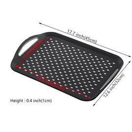 2 Pack Rectangle Anti-Slip Food Serving Tray, Perfect for Meals, Snacks, and Drinks, Non-Skid Multipurpose Tray with Handles (Black Big)
