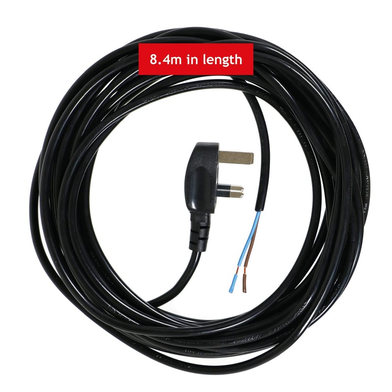 SPARES2GO Universal 2 Core Extra Long Mains Cable Lead Plug