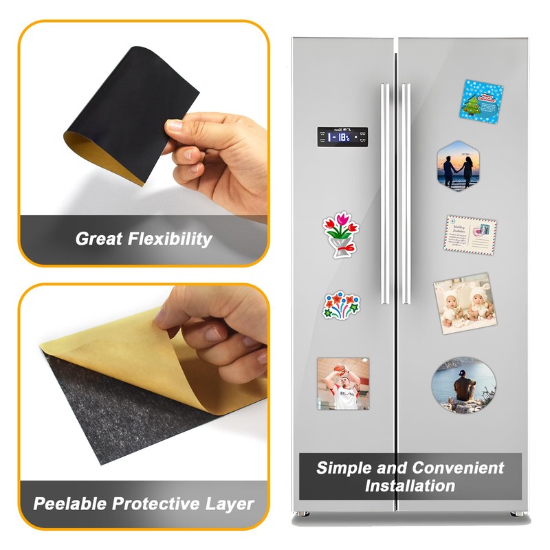 Flexible Magnet Adhesive Sheets, 5" x 7",6 PCS,Magnetic Paper for