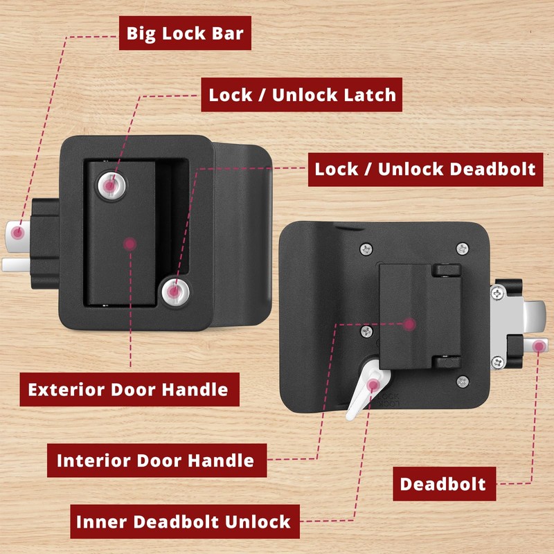 2 Pack RV Door Locks for Travel Trailers with Paddle