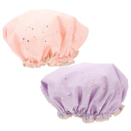 TOVINANNA Pcs Reusable Shower Caps for Women Hair Drying Hats Stretchy Straps for Long Hair