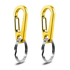 IVIA Dog Tag Clips / 2 Pack/Multiple Size 304 Stainless Steel Quick Clip with Rings/Easy Change Dog Cat ID Tag Holder for Small pet Collars and Harnesses.(2 Medium Gold)