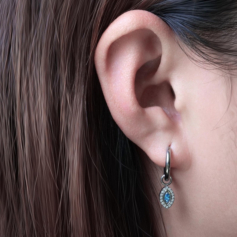 Limerencia Dangle Huggie Earrings Silver Hoop Drop Earrings Hypoallergenic Titanium