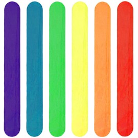Colored Ice Lolly Sticks Colored Natural Wood Ice Cream Sticks Wooden Popsicle Sticks for Teachers and Students (15cm, 200 Pieces, Mixed Colors)