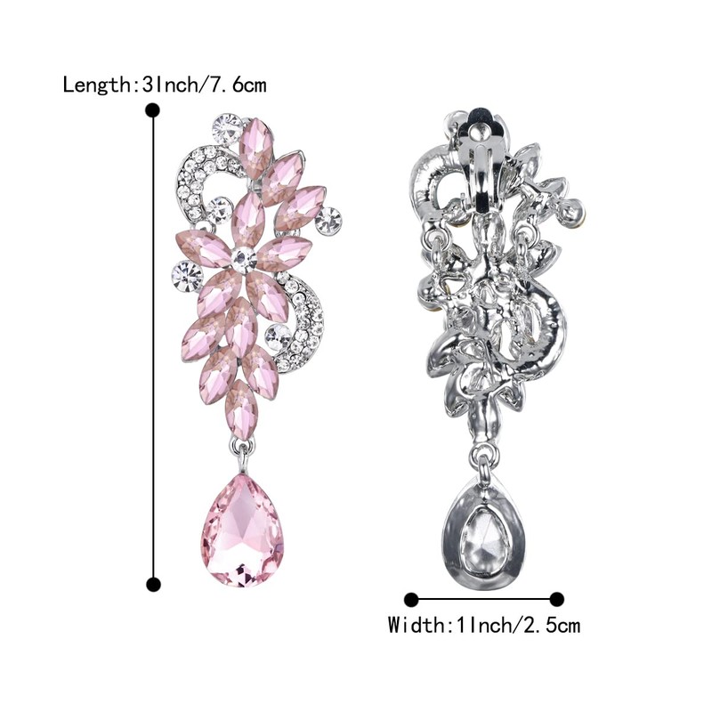 Clearine Women's Bohemian Boho Crystal Flower Wedding Bridal Chandelier Teardrop