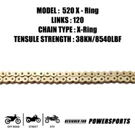 MRELC Gold 520 X-Ring Chain + Chain Breaker,120Links With Connecting Master Link