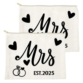 Wedding Bridal Shower Gifts Makeup Bag Engagement Gift for Bride to Be Mrs Letter Makeup Bag for Bachelorette Party Favors Accessory Bride Bags Kits Travel Organizer for Honeymoon Essentials Supplies