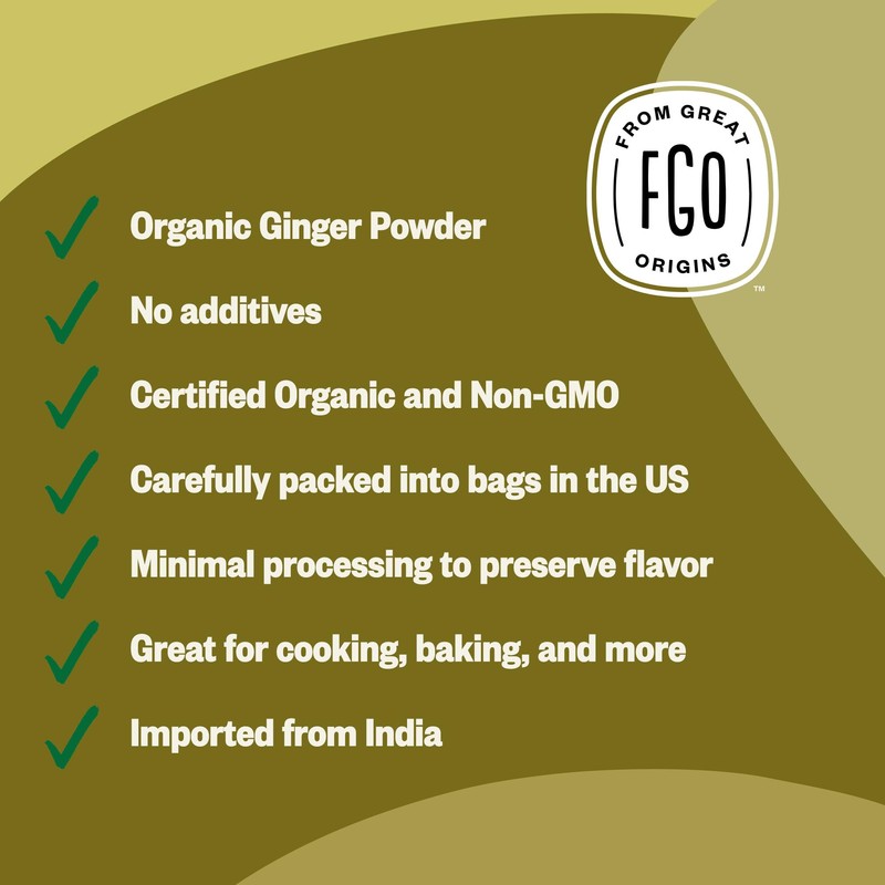 FGO Organic Ginger Powder, Imported from India, 8oz, Packaging May
