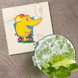 Unbranded Elephant Cycling Animal 4'' X 4'' Square Wooden Coaster
