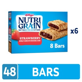Nutri Grain Nutri-Grain Soft Baked Breakfast Bars, Made with Whole Grains, Kids Snacks, Strawberry (6 Boxes, 48 Count)