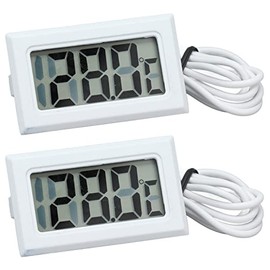 2 Minitermómetros Digitales para Interior/exterior con Sonda, Monitor Electrónico de Temperatura, Termómetro para Congelador, para Pecera, Refrigerador, Incubadora, Etc * 2)