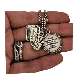 Retirement Gift for Women, Retirement Charm with Bracelet Necklace Chain Keychain Jewelry for Her