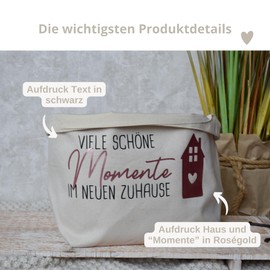 Brotkorb | Geschenkidee zum Einzug | Brötchenkorb Einzugsgeschenk | "Viele schöne Momente im neuen Zuhause" Geschenk zum Umzug oder Auszug