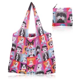 Foldable Eco-Friendly Shopping Bag, 1PCS Collapsible and Waterproof Large Pouch Printed Capacity Grocery Bag with Handle，Shopping Bag Groceries Tote Bags for Daily Shopping Groceries Travel Storage