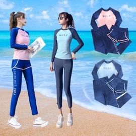 Women's Rash Guard Set with Water Leggings Women's Rash Guard 3-Piece Set Blue/Free
