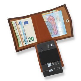 Solo Pelle® Leather, Slim Wallet with and without Coin Compartment, Wallet with RFID Protection, Space for at least 12 Cards, Mini Wallet for Men and Women, Wallet Leather, cognac brown