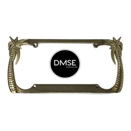 DMSE Palm Tree Beach Theme Universal Metal License Plate Frame Cool Decorative Design for Any Vehicle (Gold)