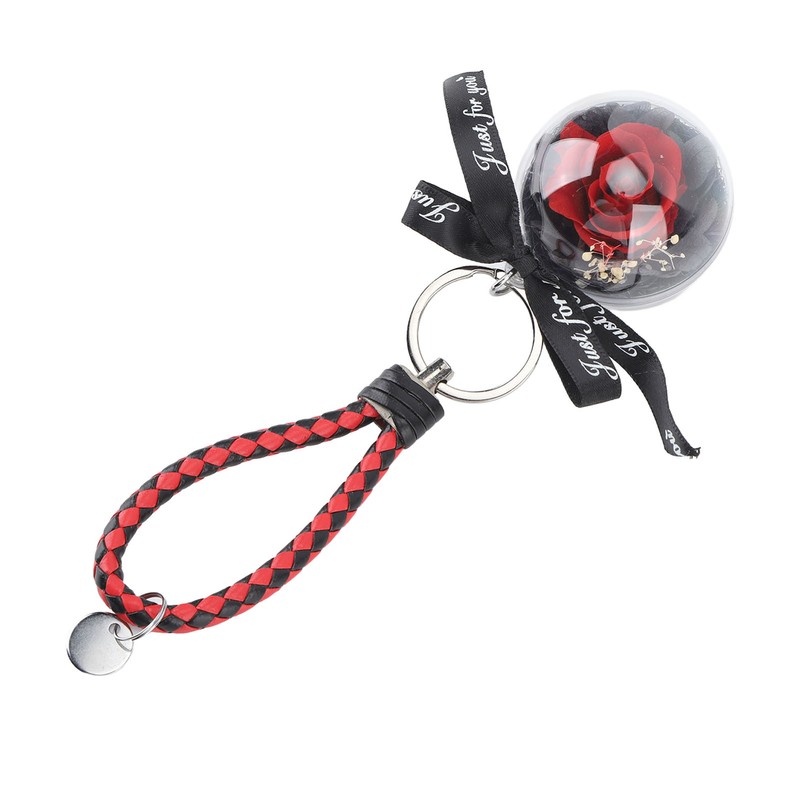 Eternal Flower Keyring Beautiful Rose Pendant Handmade Preserved Keychain for