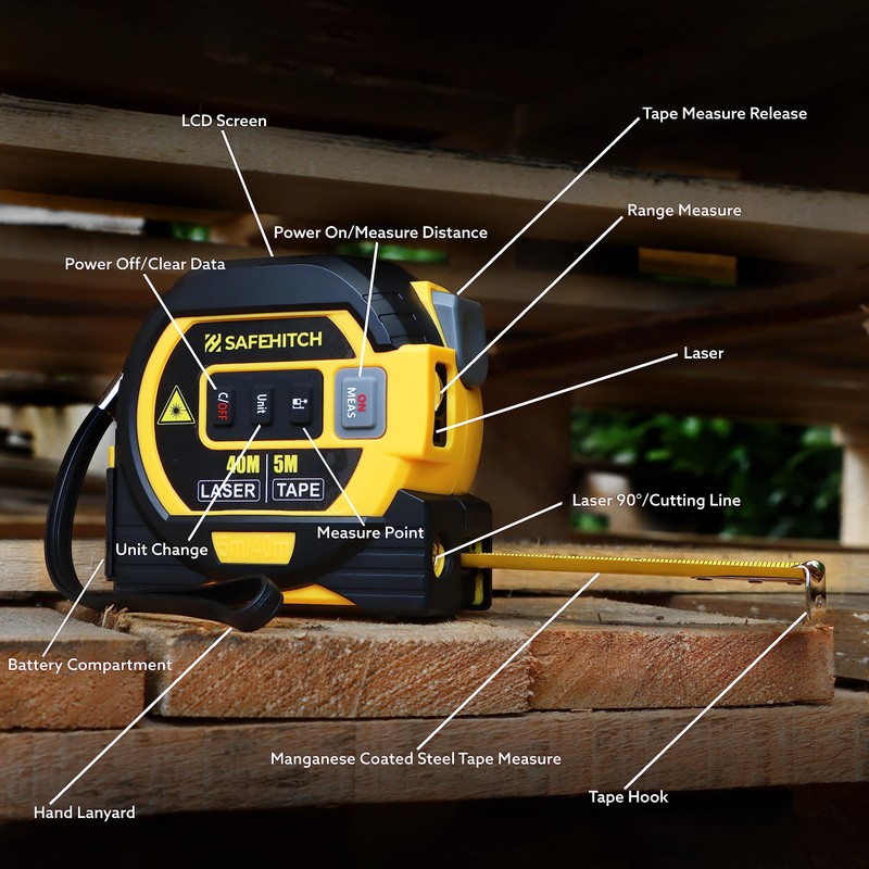 SAFEHITCH - 3 in One Tape Measure - Laser Measure