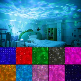 【Upgraded】Galaxy Star Projector Ocean Wave Projector 4 in 1 with Bluetooth, Night Light Projector for Kids and Adults, White Noise, Star Light Projector for Bedroom Decor/Ceiling/Party (White)
