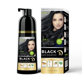 Tinte para El Cabello Negro Semipermanente 3 En 1-13.5 Fl Oz, Cobertura 100 Gris, Champú para Color de Cabello                                        