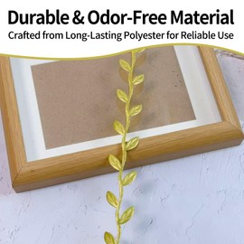 YAFIYGI Gold Leaf Ribbon 11 Yards Ancient Rome Greece Themed Decor Vine Ribbon Trim for Party Decorations DIY Craft Garland Wedding and Event Decoration Supplies