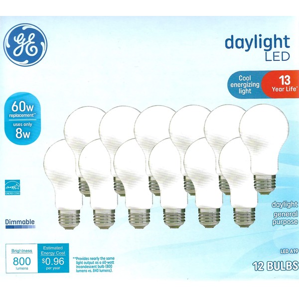 GE GE Daylight LED Light Bulbs, 8 Watt (60 Watt
