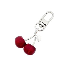Red Cherry Charms Dangle Keychain for Key Cute Keyring for Handbag Backpack Green Leaf Kawaii Aesthetic Friends Birthday Gift