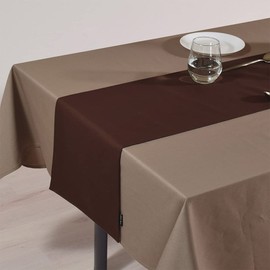 Style Decor W2603200 Table Runner/Table Center, 11.8 x 39.4 inches (30 x 100 cm), Reversible Type, 100% Cotton, Solid Ox, Cafe Brown
