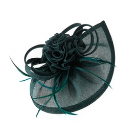 dressfan Fascinator Hat Headpiece Womens Vintage Wedding Headband Derby Hat,20s 50s Mesh Feather Flower Hair Clips Headwear for Derby/Wedding/Cocktail/Tea Party,MS1342-Dark Green