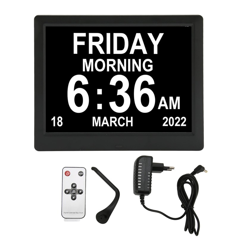 8.7inch Digital Day Calendar Clock Auto Dimming Large Display Medication