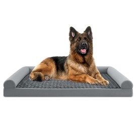 PETSITE Dog Bed for Large Sized Dogs, Egg-Crate Foam Dog Sofa Couch with Washable Removable Cover, Bolster, Non-Slip Bottom, and Waterproof Surface, 53 x 36 x 7 inches