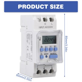 GOMETY Weekly Digital Timer, 220 V AC 25 A Programmable LCD Digital Timer, Timer with 18 Switching Programmes, Timer with Countdown Function for Installation in Control Panels