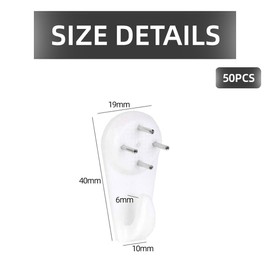 PSOWQ Pack of 50 White Picture Hooks No Drilling Picture Hooks for Nailing, Invisible Wall Hooks, Multifunctional Picture Hooks, Wall Hanger, No Drill Wall Nails for Pictures, Hanging Photo Frame,