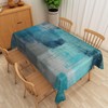 Leyiyi Oil Painting Rectangle Tablecloth Teal Grey Waterproof Tablecloth Modern
