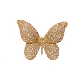 Crystal Butterfly Brooches for Women,Silver Rhinestone Brooch Pins Vintage Gold Butterfly Large Brooch Pin,Aesthetic Everyday Jewelry Pins (Gold)